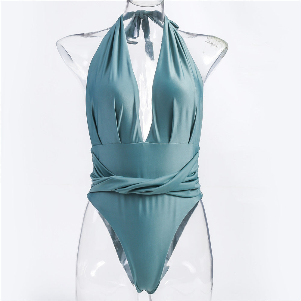 Wholesale Halter Backless Polyester Swimwear